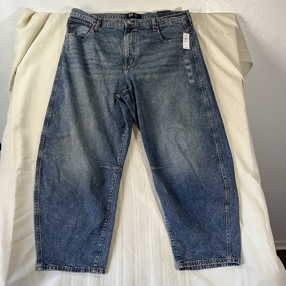 NWT GAP Barrel Jeans Size 20/35R Relaxed Fit High Rise Tapered Boho Skater - Picture 3 of 12